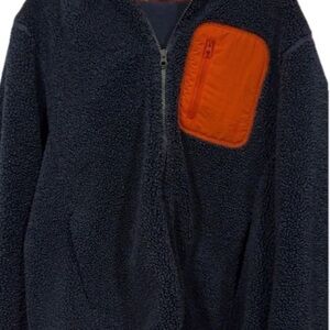 JW Anderson X Uniqlo Mens SZ M Fleece Jacket Blue Orange Zip Up Utility Casual